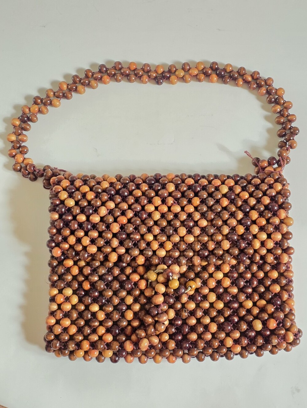 VTG 1960s Gaymode Wooden Bead Boho Mod Shoulder Bag Purse Retro Japan